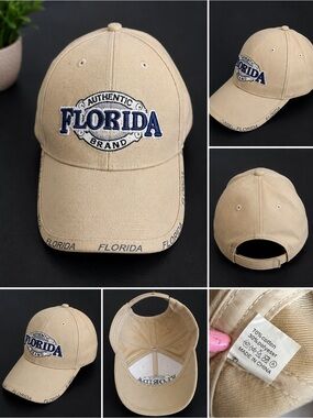 Florida Authentic Brand Tan Adjustable Baseball Cap Embroidered Hat